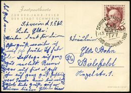 SCHWERIN (MECKL) 1/ 1160 - 800 JAHRE - 1960 1960 (1.5.) HWSt = Reiter Mit Flagge (= Stadtwappen) Goldene Jubil.-Sonderka - Andere & Zonder Classificatie