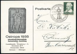 KÖNIGSBERG (PR)/ OSTROPA/ JNTERNAT.POSTWERTZ.AUSSTELLUNG 1935 (2.7.) SSt = Ordensritter Mit Schild , Klar Gest. Motivgl. - Sonstige & Ohne Zuordnung