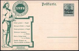 DT.BES.BELGIEN 1914 PP 5 C./5 Pf. Germania, Grün: Ritter Mit Bi-Händer (Kriegsdaten) Ungebr. (ME.PP 2/D 1) - Gutenberg,  - Andere & Zonder Classificatie