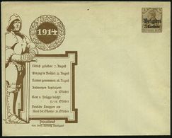 DT.BES.BELGIEN 1914 PU 3 C./3 Pf. Germania, Braun: Ritter Mit Bi-Händer, (Kriegsdaten) Ungebr. (ME.PU 1/D1) - Gutenberg, - Autres & Non Classés