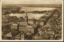 Hamburg 1935 (Jan.) 6 Pf. BiP WHW-Lotterie, Grün: Rathaus Mit Alster (histor. Innenstadt) Gest. Düsseldf., Bedarf (Mi.P  - Autres & Non Classés