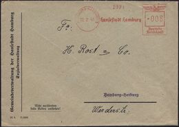 HAMBURG-HARBURG 1/  H A N S E Stadt Hamburg 1941 (22.2.) AFS Klar Auf Kommunal-Bf.: Gemeindeverwaltung Der Hansestadt (D - Autres & Non Classés