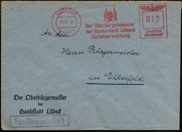 LÜBECK 1/ Der Oberbürgermeister/ Der Hansestadt Lübeck/ Sozialverwaltung 1943 (13.10.) AFS = Holstentor + Ra.: Familienu - Autres & Non Classés