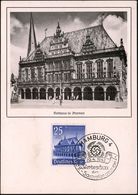 DEUTSCHES REICH 1941 (20.4.) 25 Pf. + 15 Pf. WHW Blau = Histor. Bremer Rathaus + Passender KdF-SSt (HAMBURG 4) Dekorat., - Autres & Non Classés