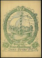 DANZIG 1934 (Aug.) Schmuckblatt-Telegramm "Telegraph Der Freien Stadt Danzig" (grün): Hanse-Kogge Mit Musizierenden Putt - Andere & Zonder Classificatie