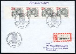 652 WORMS 1/ ERSTAUSGABE "450 Jahre Wormser Reichstag" 1971 (18.3.) SSt Auf Horizontalem 4er-Streifen 30 Pf. "Wormser Re - Andere & Zonder Classificatie