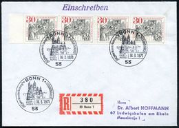 B.R.D. 1971 (18.3.) 30 Pf. "Wormser Reichstag", Reine MeF: 4er-Streifen + ET-SSt (53 Bonn = Dom Zu Worms) + RZ: 53 Bonn  - Andere & Zonder Classificatie