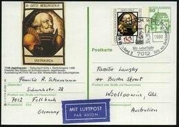 7012 FELLBACH,WÜRTT 1/ 500.Geburtsjahr/ ..Götz Von Berlichingen 1980 (1.5.) SSt = Burg Hornberg Auf BiP 50 Pf. Burgen, G - Altri & Non Classificati