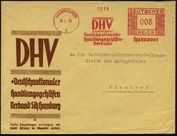 HANNOVER/ 1/ DHV/ Deutschnationaler/ Handlungsgehilfen-/ Verband.. 1932 (20.1.) AFS (Monogr.: DHV) Motivgl. ,dekorat. Vo - Andere & Zonder Classificatie