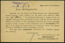 ÖSTERREICH 1893 (9.5.) Amtl. P 2 H. KFJ Torbogen Braun + Rs. Zudruck: ..Pfingst-Nummer "Metallarbeiter" (= Gewerkschafts - Autres & Non Classés