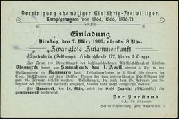 Berlin-Schöneberg 1905 (18.2.) Amtl. Orts-P 2 Pf. Germania + Zudruck: Vereinigung Ehem. Kampfgenossen V.1864, 1866, 1870 - Altri & Non Classificati