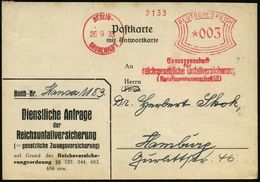 BERLIN-/ GRUNEWALD 1/ Genossenschaft/ Für/ Reichsgesetzl.Unfallversicherung/ (Berufsgenssenschaft 68) 1933 (26.9.) AFS A - Andere & Zonder Classificatie