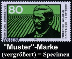 B.R.D. 1988 (Feb.) 80 Pf. "100.Todestag F. W.  Raiffeisen" Mit Amtl. Handstempel  "M U S T E R" , Postfr. + Amtl. Ankünd - Andere & Zonder Classificatie