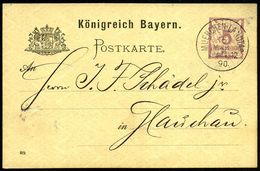 MUENCHEN - L A N D T A G 1890 (15.3.) 1K = Hauspostamt Landtag Klar Auf Bedarfs-Inl.-P 5 Pf. Rauten, Lila, Bedarf  (Mi.P - Altri & Non Classificati