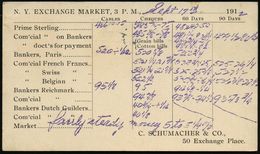 U.S.A. 1912 (17.9.) Amtl. P 1 C.McKinley, Rot + Rs. Zudruck: N.Y. EXCHANGE MARKET Mit Devisen-Kursen , Dabei "Bankers U. - Autres & Non Classés