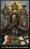 DEUTSCHES REICH 1914 Color-Propaganda-Künstler-Spenden-Ak.: Heil U. Sieg Dem Kaiser! = Wilhelm II, Infanterist, Kolonial - Other & Unclassified