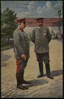 DEUTSCHES REICH 1916 (Juli) Color-Künstler-Rotkreuz-Spenden-Ak.: Kaiser Wilhelm II U. Von Hindenburg In Uniform (in Pose - Sonstige & Ohne Zuordnung
