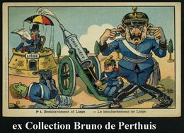 FRANKREICH 1914 Color-Litho-Propaganda-Künstler-Ak. No.4: Die Besschießen Von Liège, Lüttich Durch Wilhelm II. , Sign. E - Autres & Non Classés