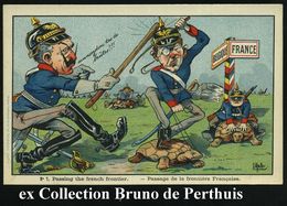 FRANKREICH 1914 Color-Litho-Propgaganda-Künstler-Ak. No.7: Überqueren Der Französ. Front , Soldaten Auf Schildkröten! U. - Altri & Non Classificati