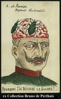 FRANKREICH 1915 Color-Propaganda-Künstler-Ak.:  Warum Ich Den Krieg Erklärt Habe = Wilhelm II. Mit Käfern Im Gehirn , Si - Sonstige & Ohne Zuordnung