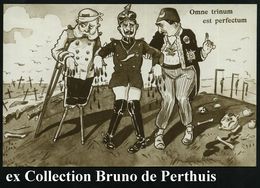 ITALIEN 1917 (ca.) Monochrome Propaganda-Künstler-Ak.: Das Perfekte Trio = Kaiser Franz Joseph Als Krüppel, Wilhelm II., - Sonstige & Ohne Zuordnung
