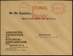 BERLIN W/ 35/ KOLONIAL/ KRIEGER/ DANK 1932 (22.1.) Seltener AFS Auf Vordr-Bf.: KOLONIAL-KRIEGERDANK = Zeitungsverlag (Dü - Autres & Non Classés