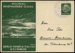 BERLIN-PANKOW 1/ Kolonial Briefmarken-Schau 1937 (9.1.) Seltener,  B L A U E R  SSt = Kolonial-Fort U. Kopf Eines Schutz - Andere & Zonder Classificatie
