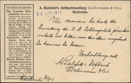 KARLSRUHE/ *(BADEN)2/ K 1911 (25.4.) 1K-Gitter Auf Inl.-P 5 Pf. Germania + Rs. Reklame-Zudruck: Das Deutsche Kolonialrei - Other & Unclassified