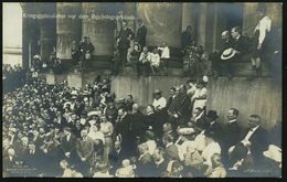 Berlin 1914 (Aug.) S/w.-Foto-Ak.: "Kriegs-Karte" Kriegsgotteddienst Vor Dem Reichstag, Fotograf A. Grohs (Verlag G. Lier - WO1