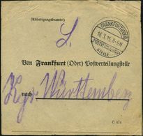 FRANKFURT (ODER)/ POSTVERTEILUNGS-/ STELLE 1915 (März) 1K-Segm. Auf Vorbindezettel: Von Frankfurt (Oder) Postverteilungs - WW1 (I Guerra Mundial)