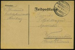 HEUBERG/ (BZ.KONSTANZ)/ TRUPPEN-/ ÜBUNGSPLATZ 1915 (9.4.) 1K-Steg = Hauspostamt + Hs. Abs.: ".. Arbeitskommando" (= Kgf. - WO1