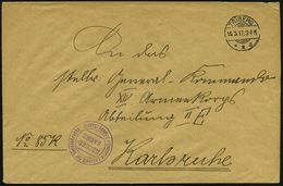 TRIBERG/ **a 1917 (19.3.) 1K-Steg + Viol. 2K-HdN: Reserve-Lazarett Für  N E R V E N K R A N K E , Triberg (Baden)/ HEERE - WO1