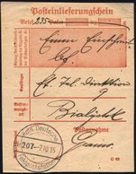 DEUTSCHES REICH 1915 (7.10.) 1K-Steg: Kais. Deutsche/Feldpoststation/Nr.207 (Nr. 2107, Frühes Datum) Klar Gest. R-Einl.- - Guerre Mondiale (Première)