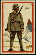 DEUTSCHES REICH 1917 (24.8.) Color-Künstler-Ak.: Deutscher Infanterist Mit Stahlhelm, Gewehr U. Stiel-Handgranate, Sign. - Guerre Mondiale (Première)