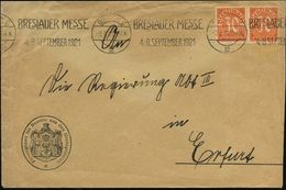 BERLIN C/ 2/ BRESLAUER MESSE/ 4.-8.SEPT. 1921 (2.8.) BdMWSt A. Dienst-Bf.: Fürsorgeamt Für Beamte Aus Den Grenzgebieten  - WO1
