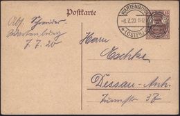 WARTENBURG/ *(OSTPR)/ A 1920 (8.7.) 1K-Steg Auf Abstimmungs-P 15 Pf. Germania  "TRAITÉ DE VERSAILLES" O H N E  Zusatzfra - 1. Weltkrieg