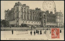 FRANKREICH 1919 (2.6.) SSt.: ST GERMAIN EN LAYE/ CONGRES DE LA PAIX 2x Rs. Auf S/w.-Foto-Ak.: St. Germain-en-Laye Schloß - Guerre Mondiale (Première)