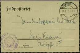 Glogau 1919 (24.3.) Aptierter 1K-Steg: K. D. Feldpost/** + Viol. 2K-HdN: DEUTSCHE FELDPOST 987 (noch Mit Kaiseradler!) + - Altri & Non Classificati