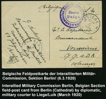 Berlin 1920 (8.3.) Viol. 2K-HdN: Commission Militre Intern. De Contrôle/*/Mission/Belge = Berlin! + Hs. Abs.: "Com - Autres & Non Classés