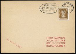 BRESLAU/ *1d/ Frühling/ In Wiesbaden/ Einreise Frei 1927 (25.3.) Seltener MWSt Klar Auf Inl.-Drs. (Bo.S 53 A ,II. Verwen - Other & Unclassified