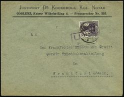 Koblenz 1919 (4.4.) 1K-Brücke: COBLENZ/* 1 I Auf EF 15 Pf. Germania + Viol. Zensur-Ra.2: U. S. / No. 371 (Wo.2 Nr. Etw.  - Autres & Non Classés