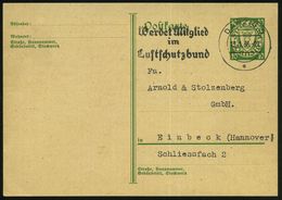 DANZIG 1936 (13.1.) MWSt.: DANZIG 5/*/Werdet Mitglied/im/Luftschutzbund Klar Auf P 10 Pf. Wappen, Grün (Mi.P 42) Bedarf  - Autres & Non Classés