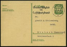 DANZIG 1936 (13.1.) MWSt.: DANZIG 5/*/Werdet Mitglied/im/Luftschutzbund Klar Auf P 10 Pf. Wappen, Grün (Mi.P 42) Bedarf  - Sonstige & Ohne Zuordnung