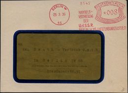 BERLIN W/ 15/ HANDELS-/ VERTRETUNG/ DER/ U.d.S.S.R./ ..LIETZENBURGERSTR.11 1936 (25.3.) Seltener AFS Klar Auf Bedarfs-Vo - Other & Unclassified