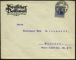BERLIN SW/ *61k 1920 (6.2.) 1K-Brücke Auf Vordr.-Bf.: Deutscher Volkswart, ..Gerhard Krügel , Klar Gest. Fernbf. (Mi.87  - Andere & Zonder Classificatie