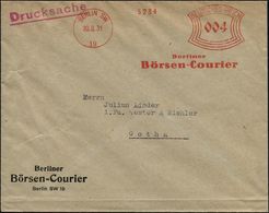 BERLIN SW/ 19/ Berliner/ Börsen-Courier 1931 (20.8.) AFS Klar Auf Firmen-Bf., 1931 = Jahr Des "Bankenkrachs"!  (Dü.E-1BA - Altri & Non Classificati