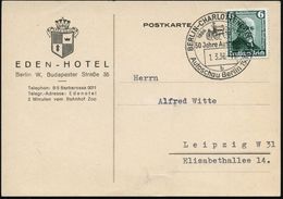 Berlin 1936 (1.3.) Illustrierte Firmen-Kt.: EDEN-HOTEL, War 1919 Sitz Des Garde-Kav.-Korps, Dort Wurden Rosa Luxemburg U - Altri & Non Classificati