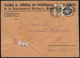 MUENCHEN 22 1921 (11.3.) 1K 2x Auf Bayern Abschied Dienst 40 Pf. U. 1 Mk. + Gez. RZ: München 22 , Seltener Dienst-R-Bf.: - Andere & Zonder Classificatie