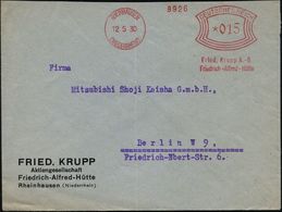RHEINHAUSEN/ (NIEDERRHEIN)/ Fried.Krupp A-G/ Friedrich-Alfred-Hütte 1930 (12.5.) AFS , Klar Gest. Firmen-Bf. (schwache M - Andere & Zonder Classificatie