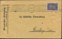 Berlin C 2 1923 (31.8.) Dienst-Vordr.Bf.: Preußischer Städtetag, EF 4000 Mk. Ziffer , Klar Gest. Fernbf. (Mi.255 EF = Po - Otros & Sin Clasificación